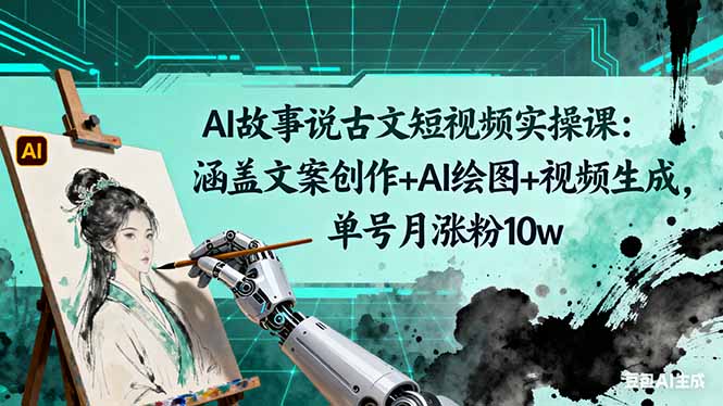 图片[1]-（16369期）AI故事说古文短视频实操课：涵盖文案创作+AI绘图+视频生成，单号月涨粉10w_豪客资源创业项目网-豪客资源