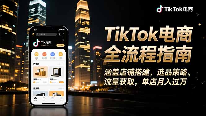 (16524期)TikTok电商全流程指南,涵盖店铺搭建、选品策略、流量获取,单店月入过万_豪客资源创业项目网-豪客资源_豪客资源库