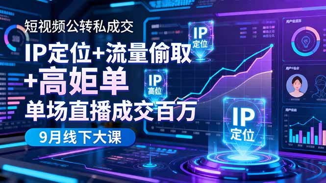 （16406期）短视频公转私成交9月线下大课，IP定位+流量偷取+高客单，单场直播成交百万_豪客资源创业项目网-豪客资源_豪客资源库