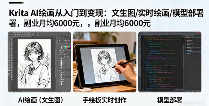 （16222期）Krita AI绘画从入门到变现：文生图/实时绘画/模型部署，副业月均6000元_豪客资源创业项目网-豪客资源_豪客资源库