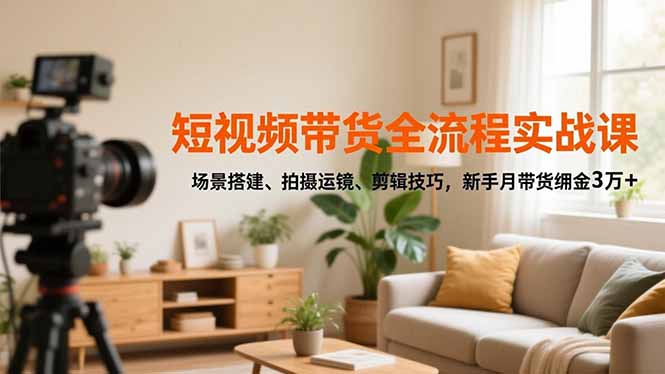 （16679期）短视频带货全流程实战课，场景搭建、拍摄运镜、剪辑技巧，新手月带货佣金3万+_豪客资源创业项目网-豪客资源_豪客资源库