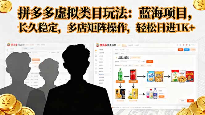 (16236期)拼多多虚拟类目玩法,蓝海项目,长久稳定,多店矩阵操作,轻松日进1K+_豪客资源创业项目网-豪客资源_豪客资源库