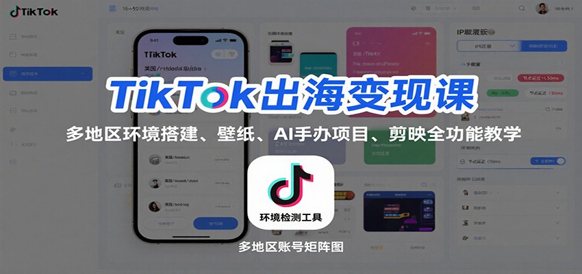 TikTok出海变现课:多地区环境搭建、壁纸、AI 手办项目、剪映全功能教学_豪客资源创业网-豪客资源_豪客资源库