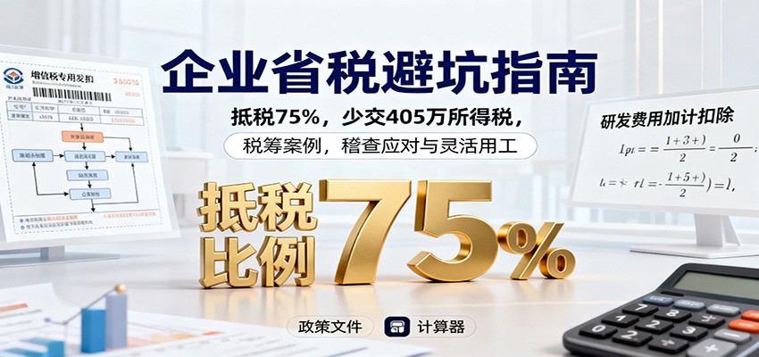 企业省税避坑指南：抵税75%，少交405万所得税，税筹案例，稽查应对与灵活用工_豪客资源创业网-豪客资源_豪客资源库