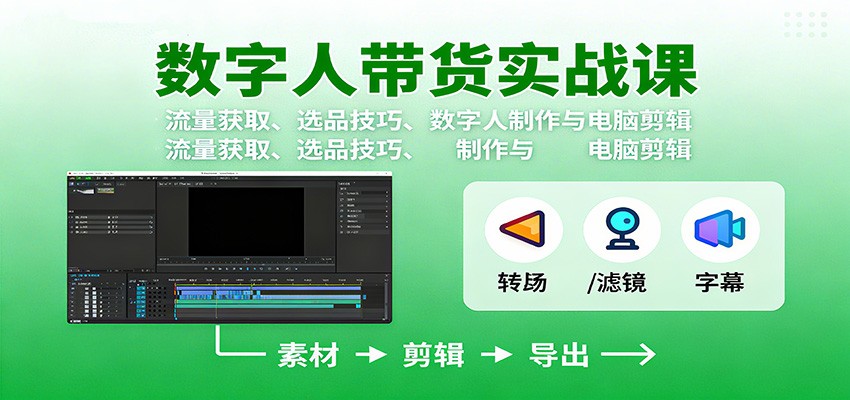 数字人变现实战课:流量获取、选品技巧、数字人制作与电脑剪辑_豪客资源创业网-豪客资源_豪客资源库