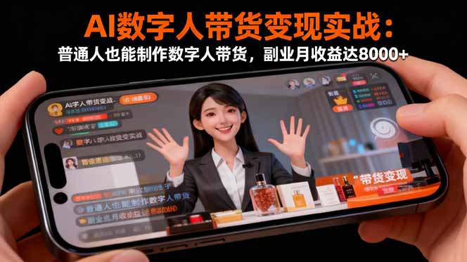 (16377期)AI数字人带货变现实战:普通人也能制作数字人带货,副业月收益达8000+_豪客资源创业项目网-豪客资源_豪客资源库