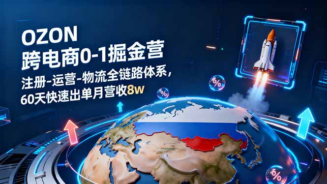 (16277期)OZON跨境电商0-1掘金营:注册-运营-物流全链路体系,60天快速出单月营收8w_豪客资源创业项目网-豪客资源_豪客资源库