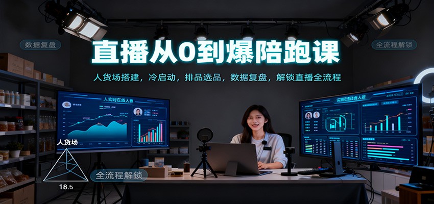 直播从0到爆陪跑课:人货场搭建,冷启动,排品选品,数据复盘,解锁直播全流程_豪客资源创业网-豪客资源_豪客资源库