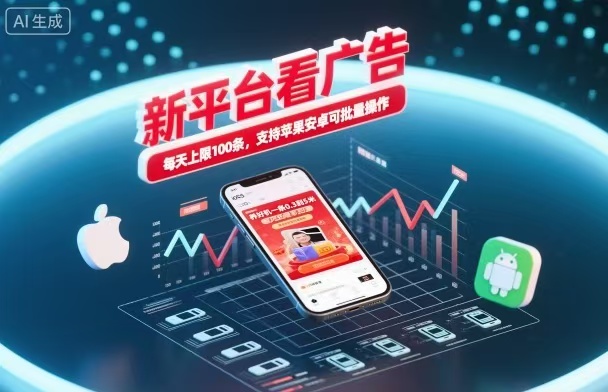 新台看广告,养好机一条5毛到5块,单机日入30到100,支持苹果安卓,可批量操作。_豪客资源创业网-豪客资源_豪客资源库