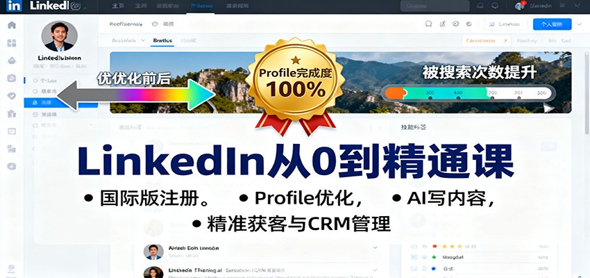 LinkedIn从0到精通课：国际版注册，Profile优化，AI写内容，精准获客与CRM管理_豪客资源创业网-豪客资源_豪客资源库