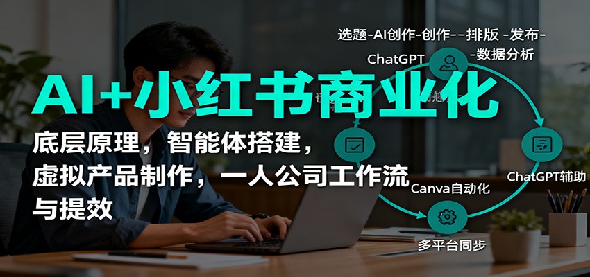 AI+小红书商业化,底层原理,智能体搭建,虚拟产品制作,一人公司工作流与提效_豪客资源创业网-豪客资源_豪客资源库