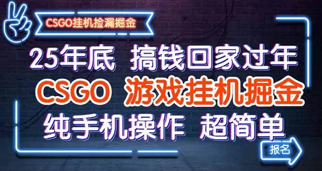 (16343期)25年底搞钱回家过年,CSGO游戏挂机掘金,纯手机操作超简单_豪客资源创业项目网-豪客资源_豪客资源库