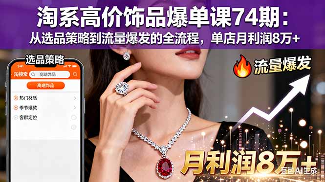 (16351期)淘系高价饰品爆单课74期:从选品策略到流量爆发的全流程,单店月利润8万+_豪客资源创业项目网-豪客资源_豪客资源库