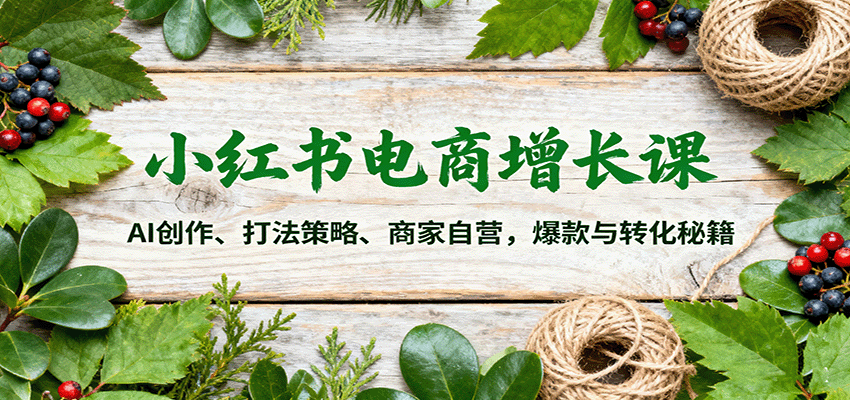 小红书电商增长课：AI创作、打法策略、商家自营，爆款与转化秘籍_豪客资源创业网-豪客资源_豪客资源库