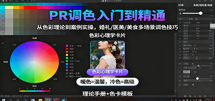 PR调色入门到精通：从色彩理论到案例实操，婚礼/医美/美食多场景调色技巧_豪客资源创业网-豪客资源_豪客资源库