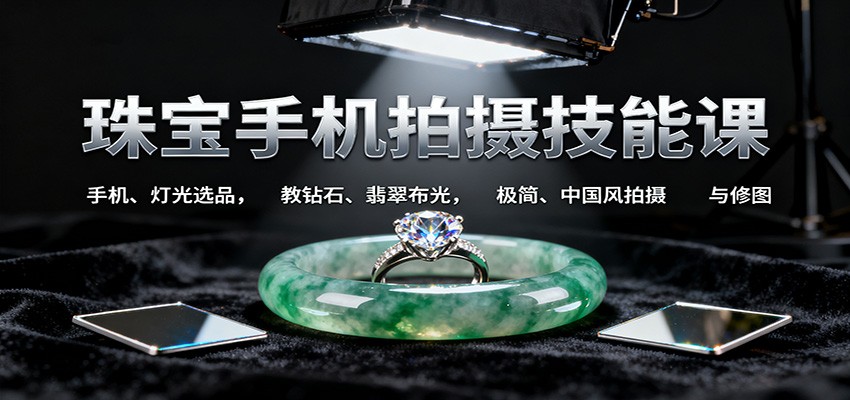 珠宝手机拍摄技能课:手机、 灯光选品,教钻石、翡翠布光,极简、中国风拍摄与修图_豪客资源创业网-豪客资源_豪客资源库