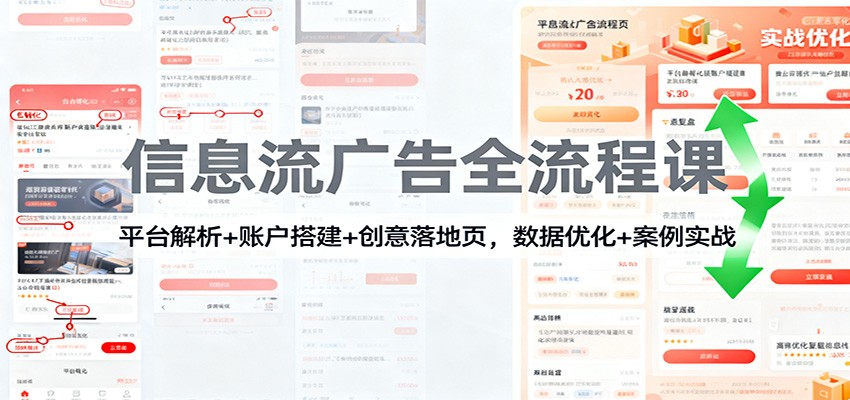 信息流广告全流程课:平台解析+账户搭建+创意落地页,数据优化 + 案例实战_豪客资源创业网-豪客资源_豪客资源库