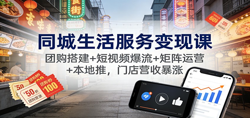 同城生活服务变现课:团购搭建+短视频爆流+矩阵运营+本地推,门店营收暴涨_豪客资源创业网-豪客资源_豪客资源库