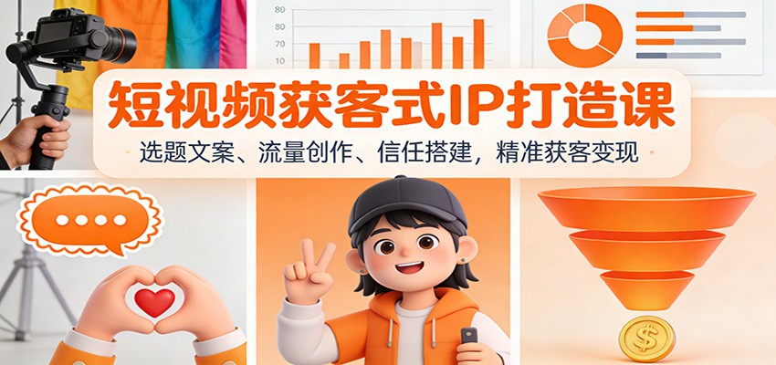 短视频获客式IP打造课:选题文案、流量创作、信任搭建,精准获客变现_豪客资源创业网-豪客资源_豪客资源库