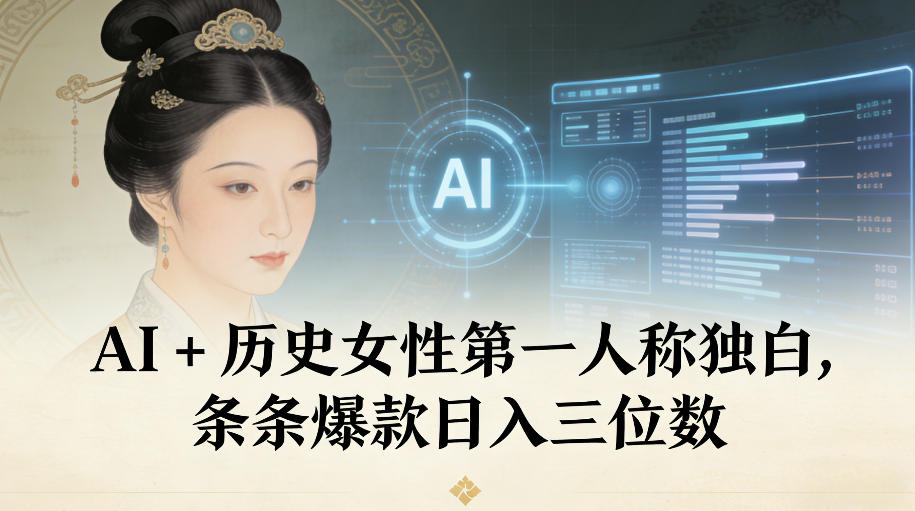 AI+历史女性第一人称独白，条条爆款日入三位数——豪客资源创业项目网-豪客资源_豪客资源库