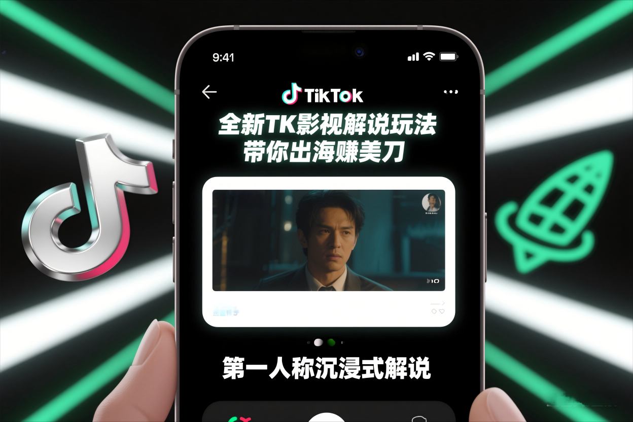 TikTok第一人称影视解说教学,全新TK影视解说玩法,带你出海賺美刀——豪客资源创业项目网-豪客资源_豪客资源库