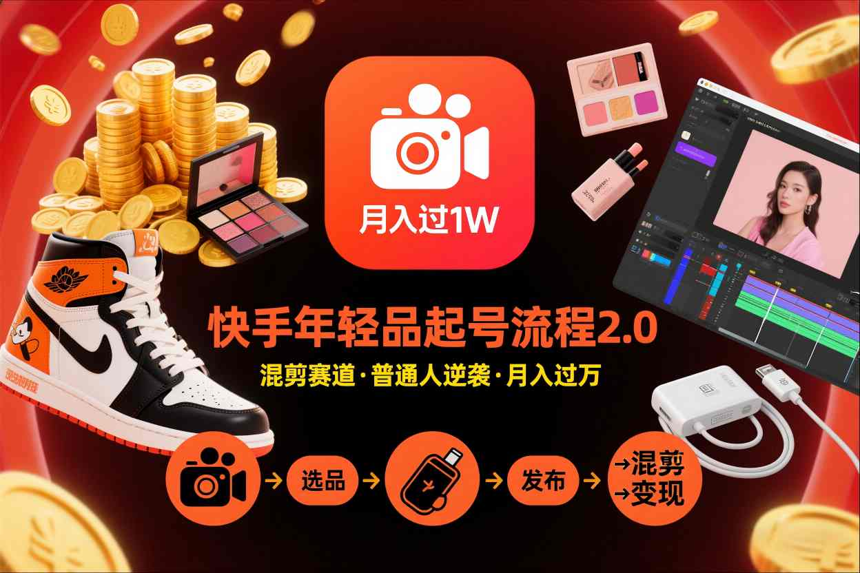 快手短视频带货年轻品起号流程2.0，快手年轻品混剪赛道，普通人也能月入过1W——豪客资源创业项目网-豪客资源_豪客资源库