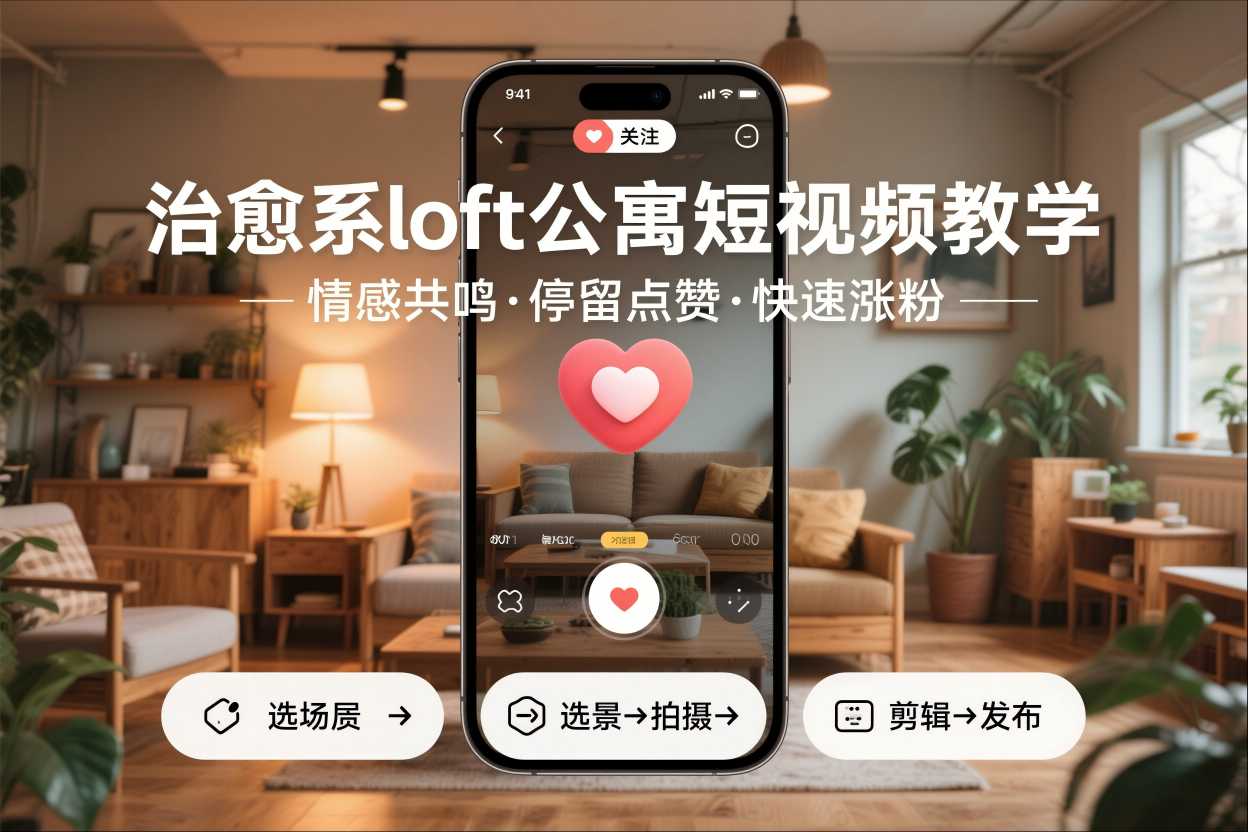 治愈系loft公寓短视频制作教学,情感共鸣引停留点赞关注,快速起号涨粉——豪客资源创业项目网-豪客资源_豪客资源库