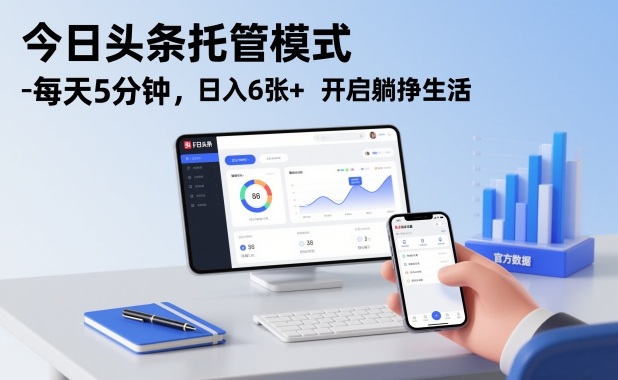 今日头条托管模式,每天5分钟,日入6张+,开启躺挣生活【揭秘】——豪客资源创业项目网-豪客资源_豪客资源库