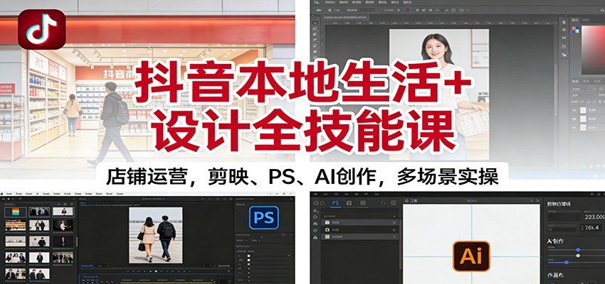 抖音本地生活+设计全技能课:店铺运营,剪映、PS、AI创作,多场景实操_豪客资源创业网-豪客资源_豪客资源库