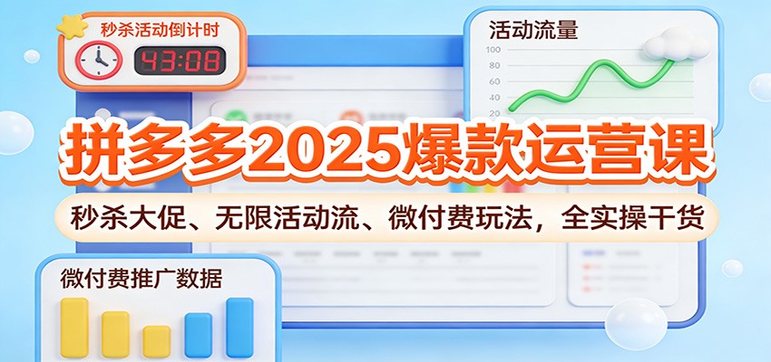 拼多多2025爆款运营课:秒杀大促、无限活动流、微付费玩法,全实操干货_豪客资源创业网-豪客资源_豪客资源库