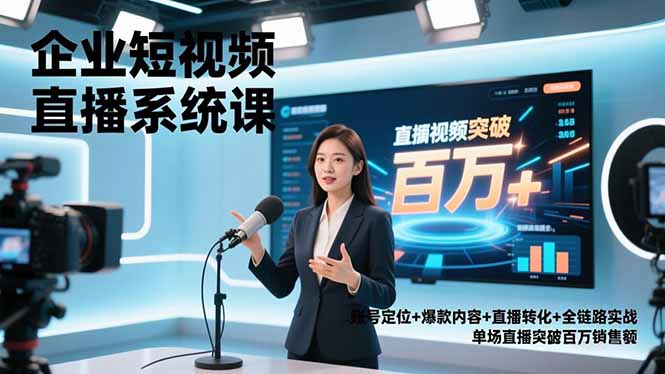 （16878期）企业短视频直播系统课，账号定位+爆款内容+直播转化+全链路实战，单场直播突破百万销售额_豪客资源创业项目网-豪客资源_豪客资源库