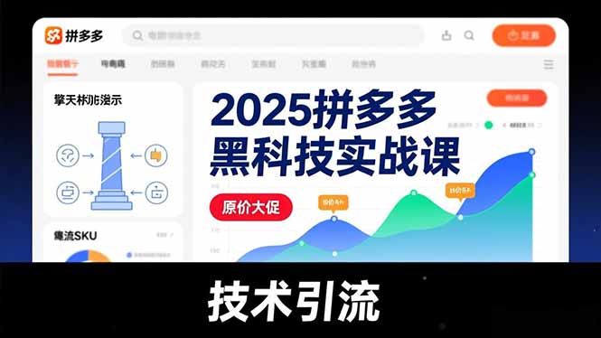 （16977期）2025拼多多黑科技实战课，擎天柱玩法、爆流SKU、原价大促，技术引流，单店日销轻松破千单_豪客资源创业项目网-豪客资源_豪客资源库