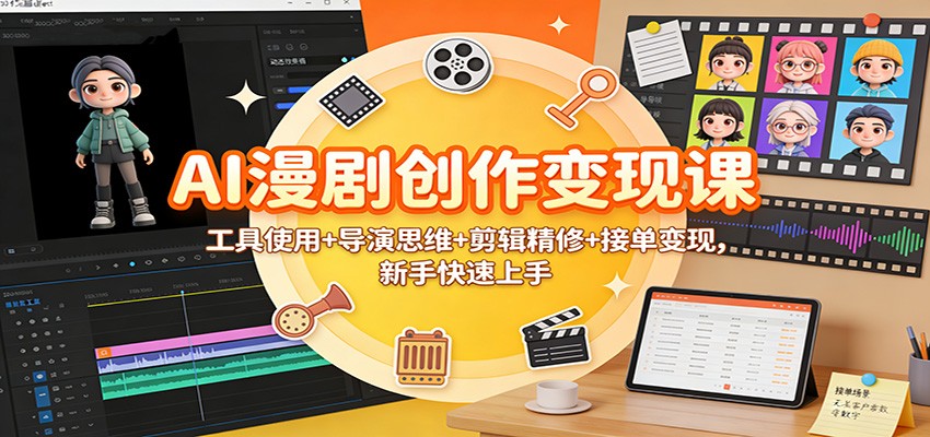 AI漫剧创作变现课:工具使用+导演思维+剪辑精修+接单变现,新手快速上手_豪客资源创业网-豪客资源_豪客资源库