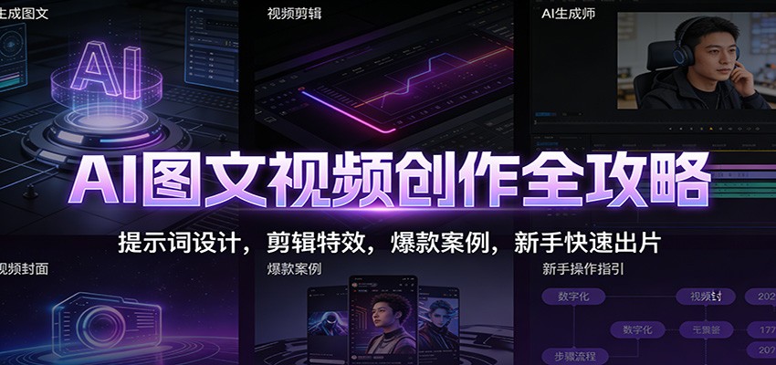 AI图文视频创作全攻略：提示词设计，剪辑特效，爆款案例，新手快速出片_豪客资源创业网-豪客资源_豪客资源库