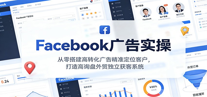 Facebook广告实操,从零搭建高转化广告精准定位客户,打造高询盘外贸独立获客系统_豪客资源创业网-豪客资源_豪客资源库