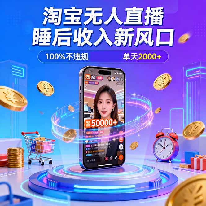 （16822期）淘宝无人直播，不违规不封号，直播100小时卖了5万，年底旺季！_豪客资源创业项目网-豪客资源_豪客资源库