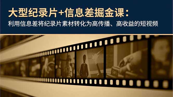 （16741期）大型纪录片+信息差掘金课：利用信息差将纪录片素材转化为高传播、高收益的短视频_豪客资源创业项目网-豪客资源_豪客资源库