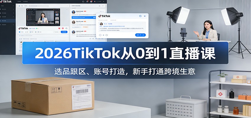 2026TikTok从0到1直播课：选品跟区、账号打造，新手打通跨境生意_豪客资源创业网-豪客资源_豪客资源库