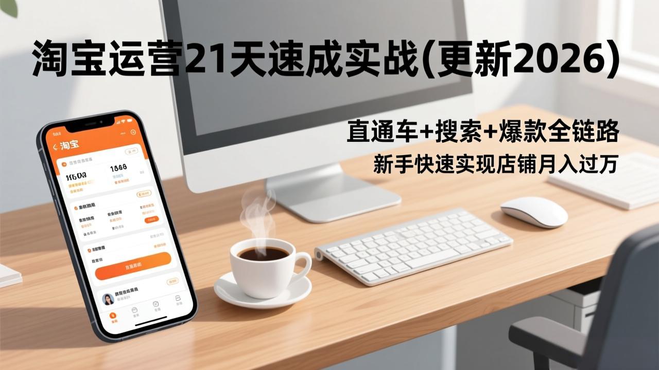 (17201期)淘宝运营21天速成实战(更新2026),直通车+搜索+爆款全链路,新手快速实现店铺月入过万_豪客资源创业项目网-豪客资源_豪客资源库