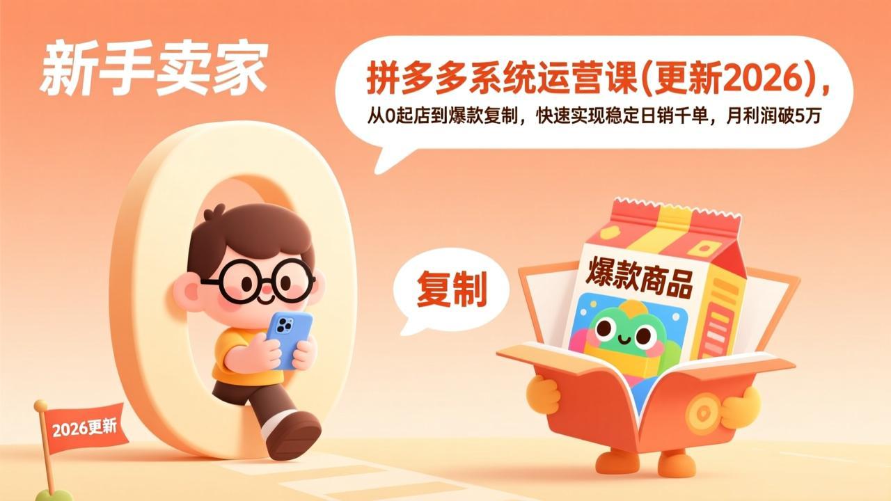 (17202期)拼多多系统运营课(更新2026),从0起店到爆款复制,快速实现稳定日销千单,月利润破5万_豪客资源创业项目网-豪客资源_豪客资源库