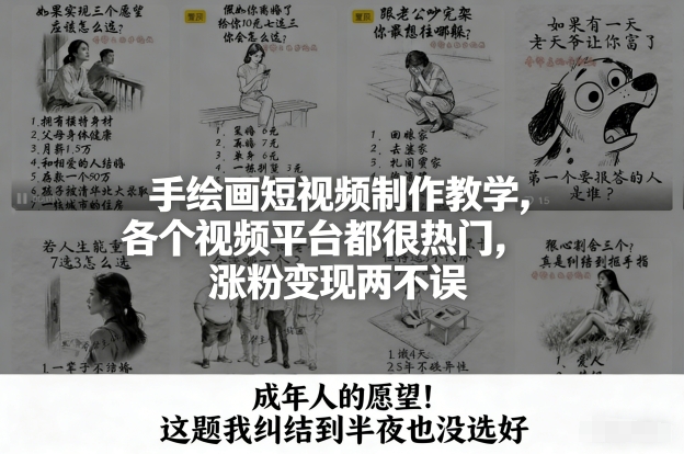 图片[1]-手绘画短视频制作教学，各个视频平台都很热门，涨粉变现两不误——豪客资源创业项目网-豪客资源