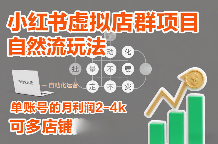 小红书虚拟店群项目,自然流玩法,批量自动化,稳定不费号,单账号的月利润2-4k,可多店矩阵——豪客资源创业项目网-豪客资源_豪客资源库