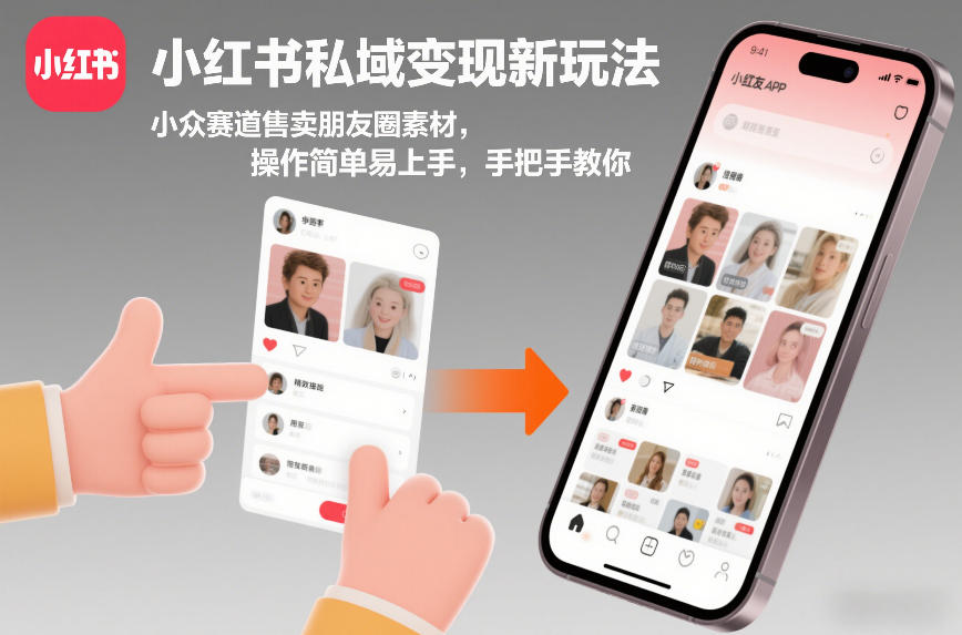 小红书私域变现新玩法,小众赛道售卖朋友圈素材,操作简单易上手,手把手教你——豪客资源创业项目网-豪客资源_豪客资源库