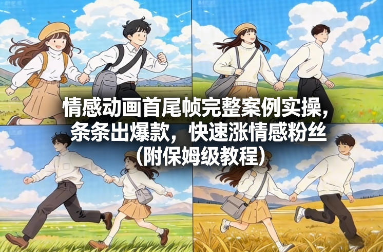 情感动画首尾帧完整案例实操,条条出爆款,快速涨情感粉丝(附保姆级教程)——豪客资源创业项目网-豪客资源_豪客资源库