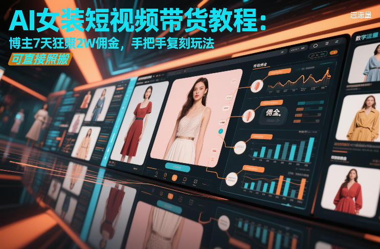 AI女装短视频带货教程：博主7天狂賺2W佣金，手把手复刻玩法，可直接照搬——豪客资源创业项目网-豪客资源_豪客资源库