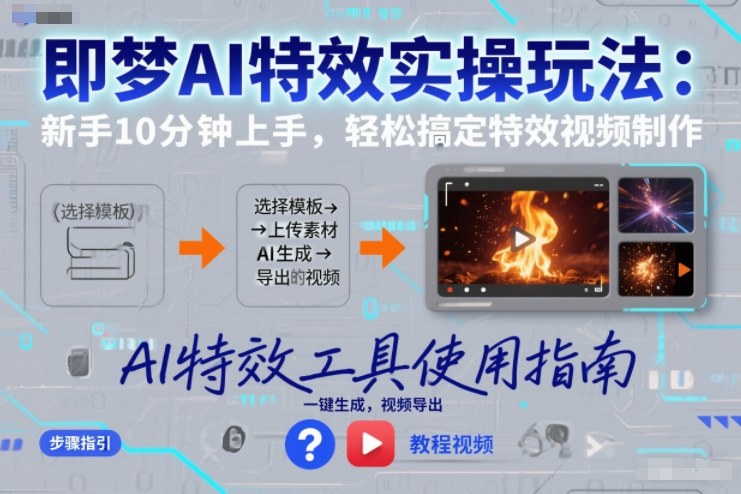 即梦AI特效实操玩法:新手10分钟上手,轻松搞定特效视频制作——豪客资源创业项目网-豪客资源_豪客资源库