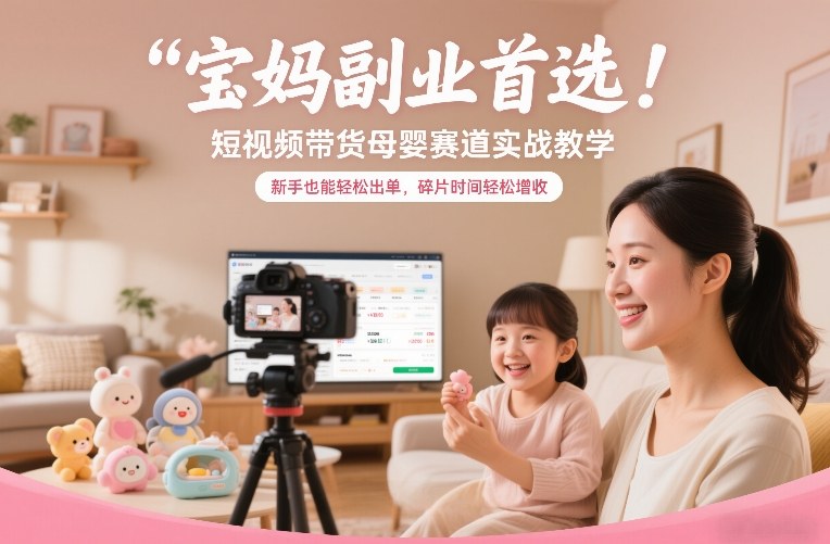 宝妈副业首选!短视频带货母婴赛道实战教学,新手也能轻松出单,碎片时间轻松增收——豪客资源创业项目网-豪客资源_豪客资源库