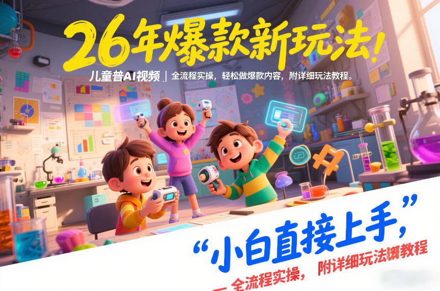 26年爆款新玩法，儿童科普AI视频，全流程实操，轻松做爆款内容，小白直接上手，附详细玩法教程——豪客资源创业项目网-豪客资源_豪客资源库