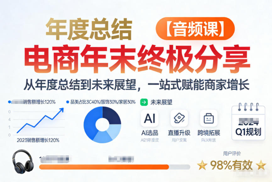 电商年未终极分享，从年度总结到未来展望，一站式赋能商家增长【音频课】——豪客资源创业项目网-豪客资源_豪客资源库