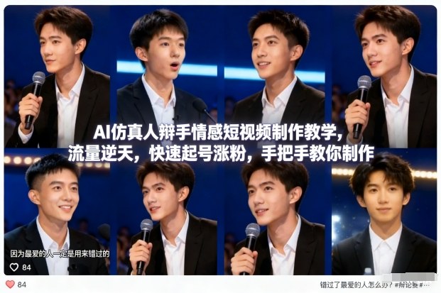 图片[1]-AI仿真人辩手情感短视频制作教学，流量逆天，快速起号涨粉，手把手教你制作——豪客资源创业项目网-豪客资源